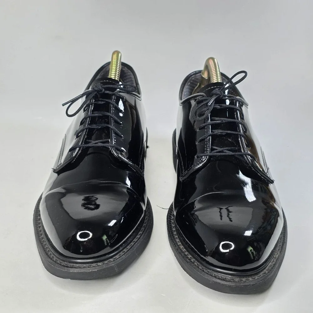 Capps Military Mens Oxfords Patent Leather Dress Shoes Uniform Vibram Size 7.5-8